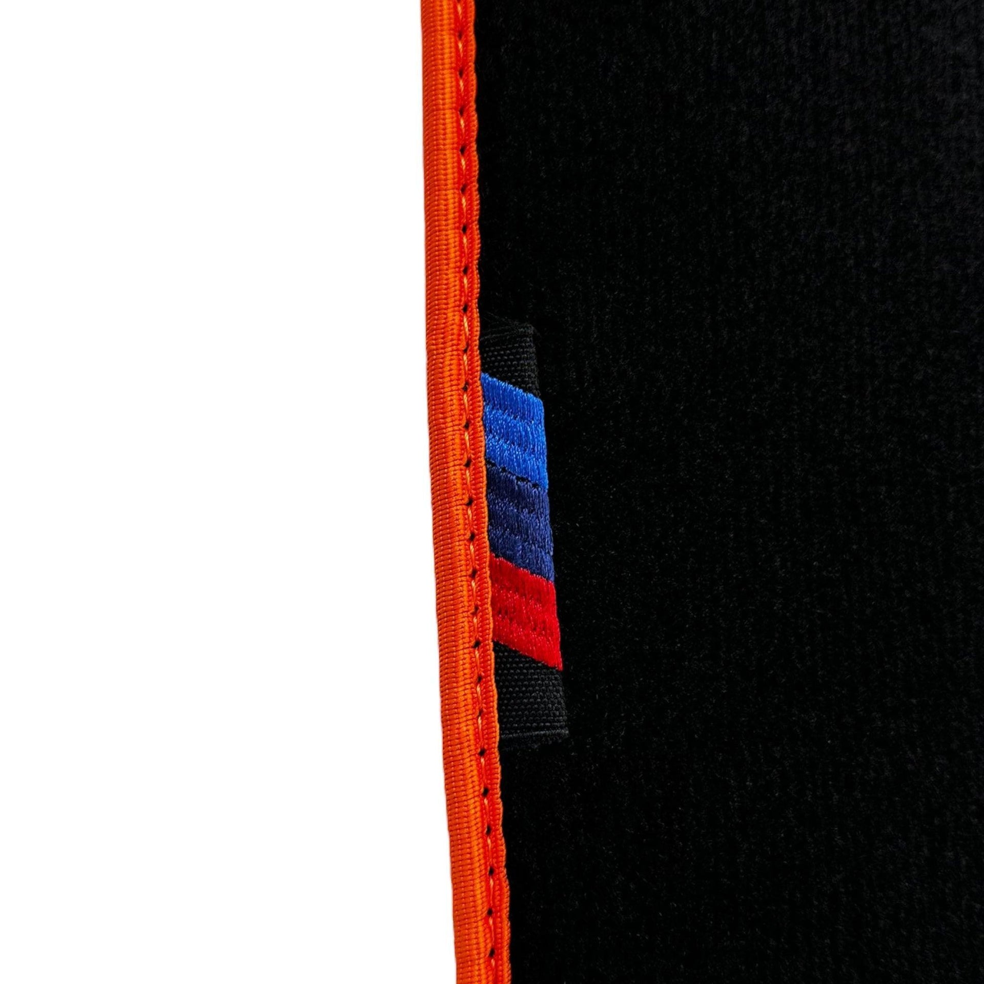 Black Mats For BMW 5 Series E28 Sedan | Orange Trim - AutoWin