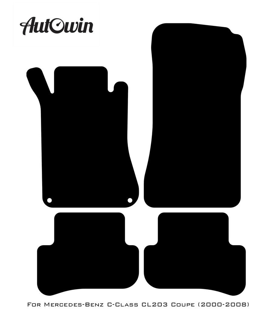 Black Sheepskin Floor Mats For Mercedes Benz C-Class CL203 Coupe (2000-2008) | ER56 Design - AutoWin