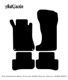Black Sheepskin Floor Mats For Mercedes Benz C-Class W203 Sedan 4Matic (2000-2007) | ER56 Design - AutoWin
