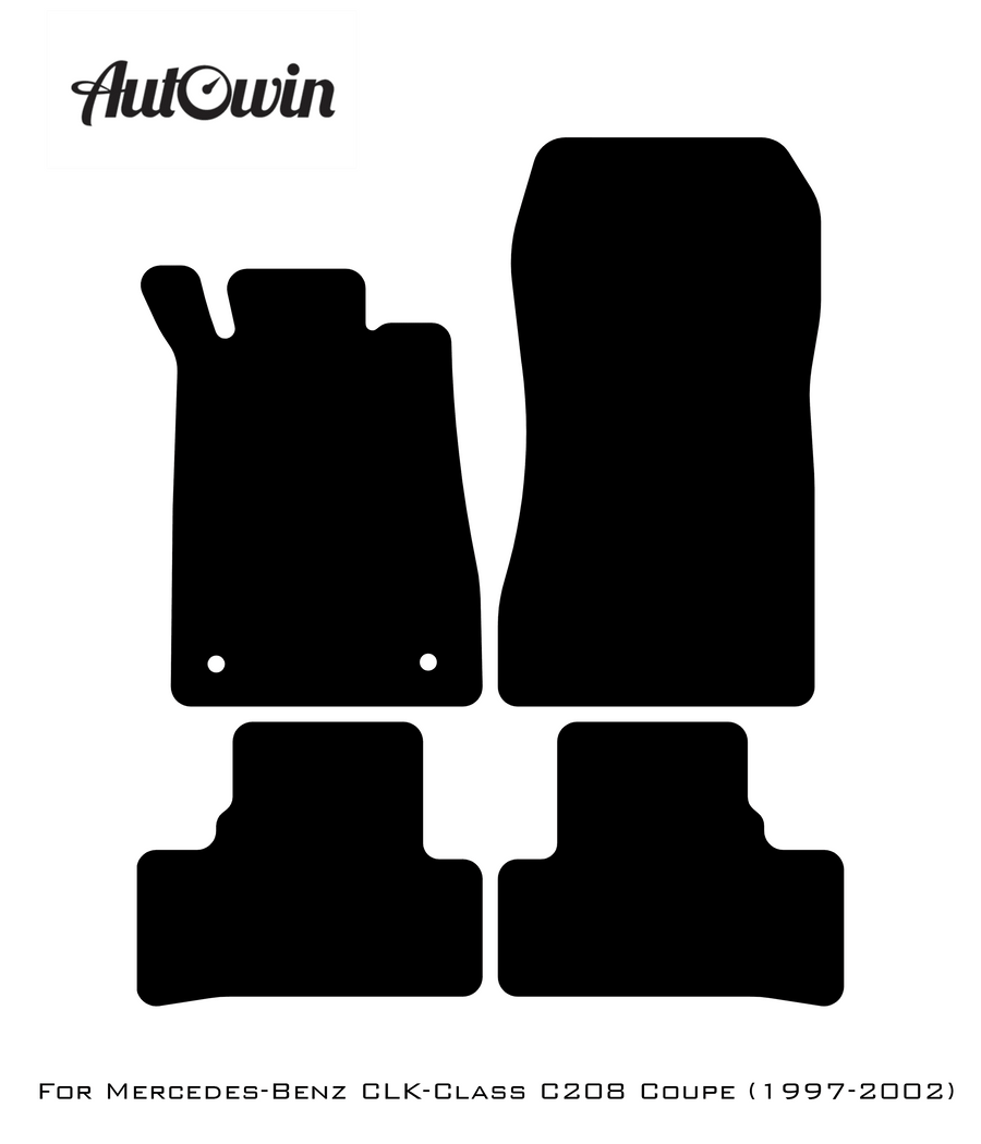 Black Sheepskin Floor Mats For Mercedes Benz CLK-Class C208 Coupe (1997-2002) | ER56 Design - AutoWin