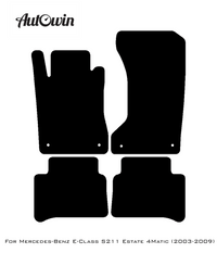 Black Sheepskin Floor Mats For Mercedes Benz E-Class S211 Estate 4Matic (2003-2009) | ER56 Design - AutoWin