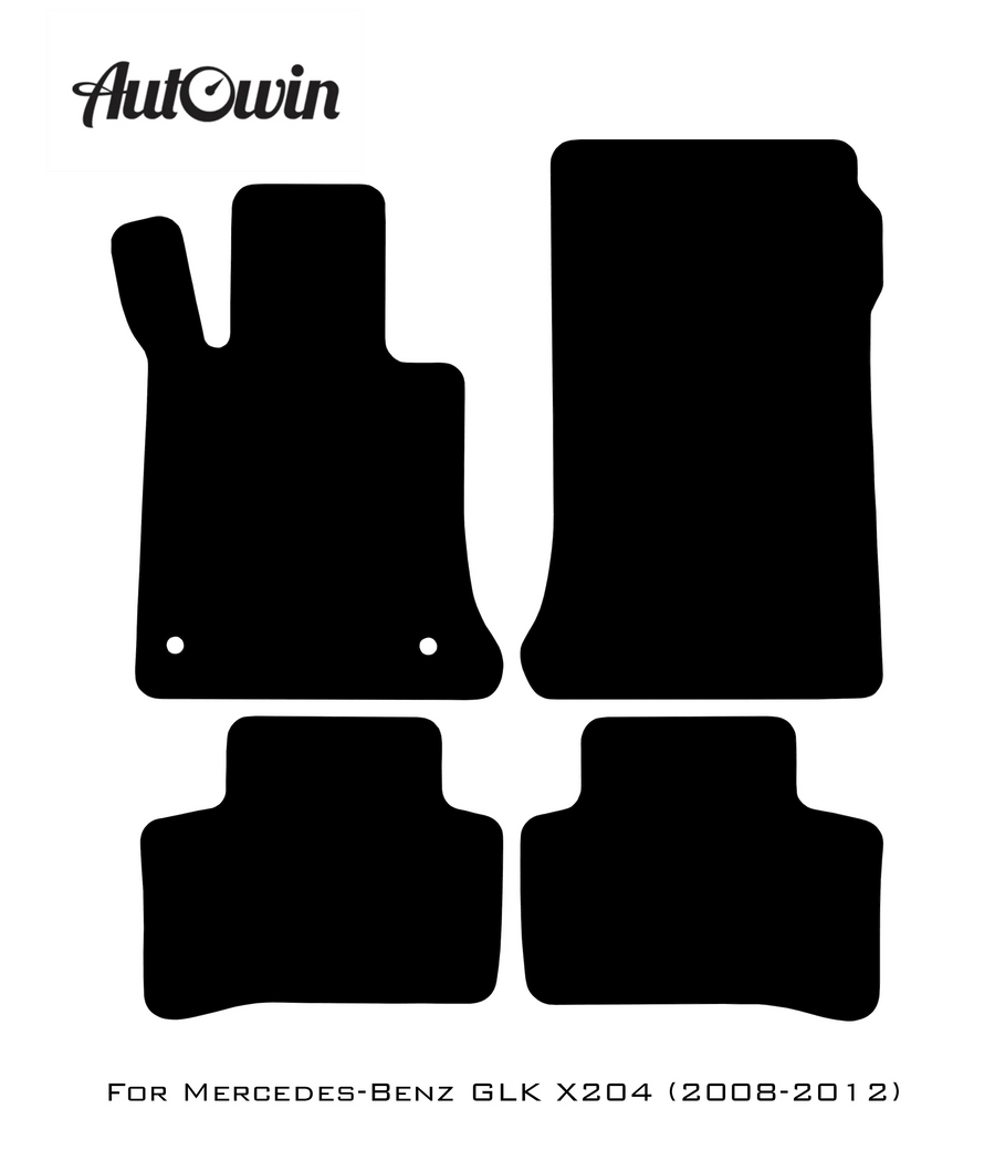 Black Sheepskin Floor Mats For Mercedes Benz GLK-Class X204 (2008-2012) | ER56 Design - AutoWin