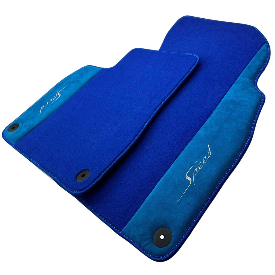 Blue Floor Mats For Bentley Mulsanne (2010-2020) with Alcantara Leather - AutoWin