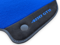 Blue Floor Mats For Ferrari 488 GTB 2016-2022 Carpets With Alcantara Leather - AutoWin