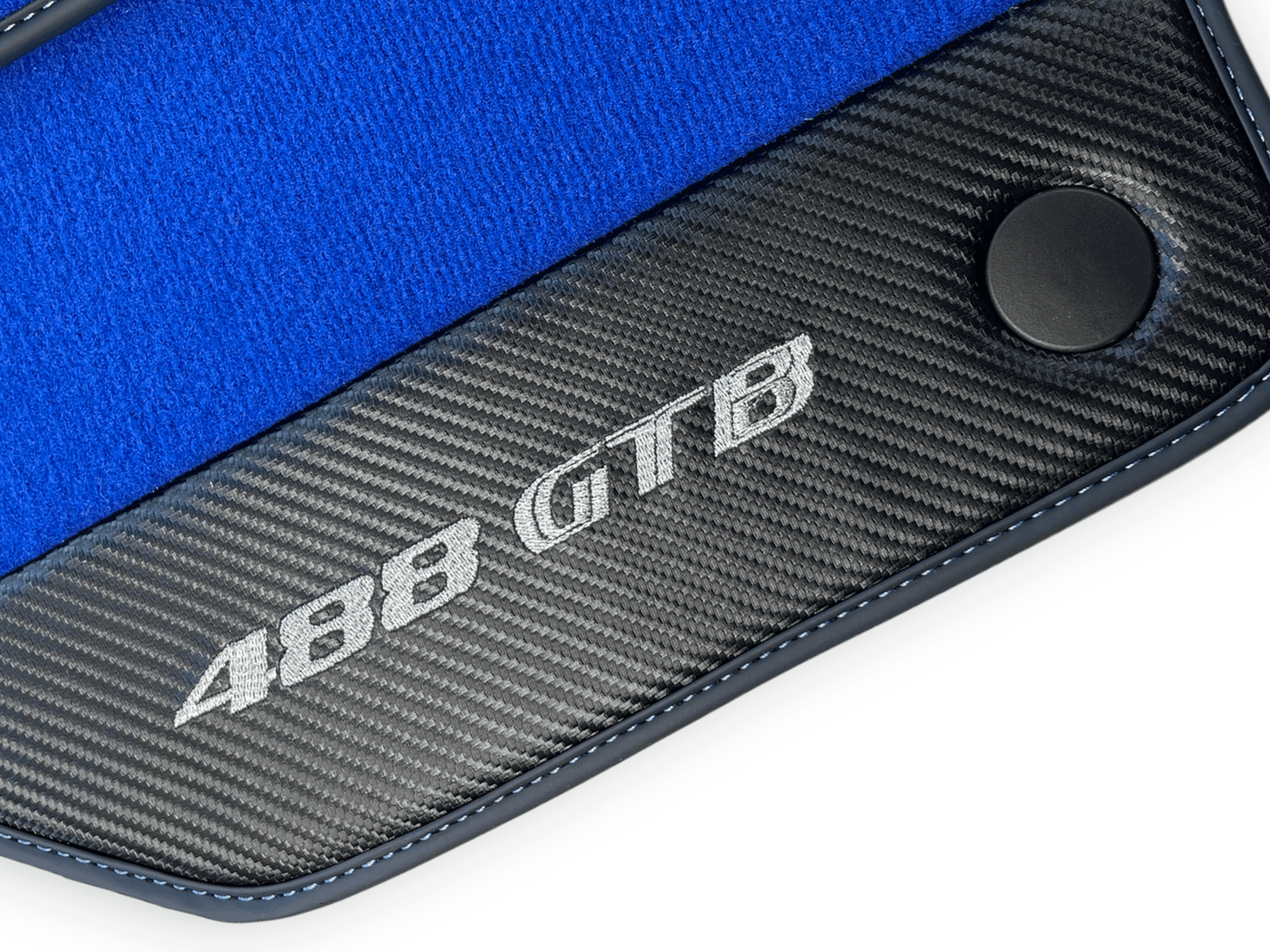 Blue Floor Mats For Ferrari 488 Gtb 2016-2022 Carpets With Carbon Fiber Leather - AutoWin