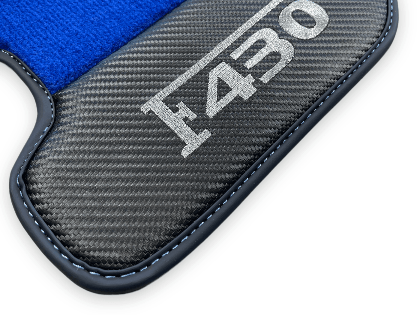 Blue Floor Mats For Ferrari F430 2004-2009 With Carbon Fiber Leather - AutoWin