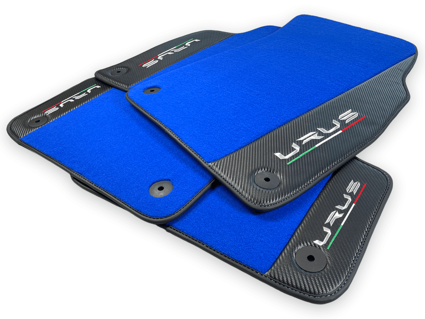 Blue Floor Mats For Lamborghini Urus With Carbon Leather - AutoWin