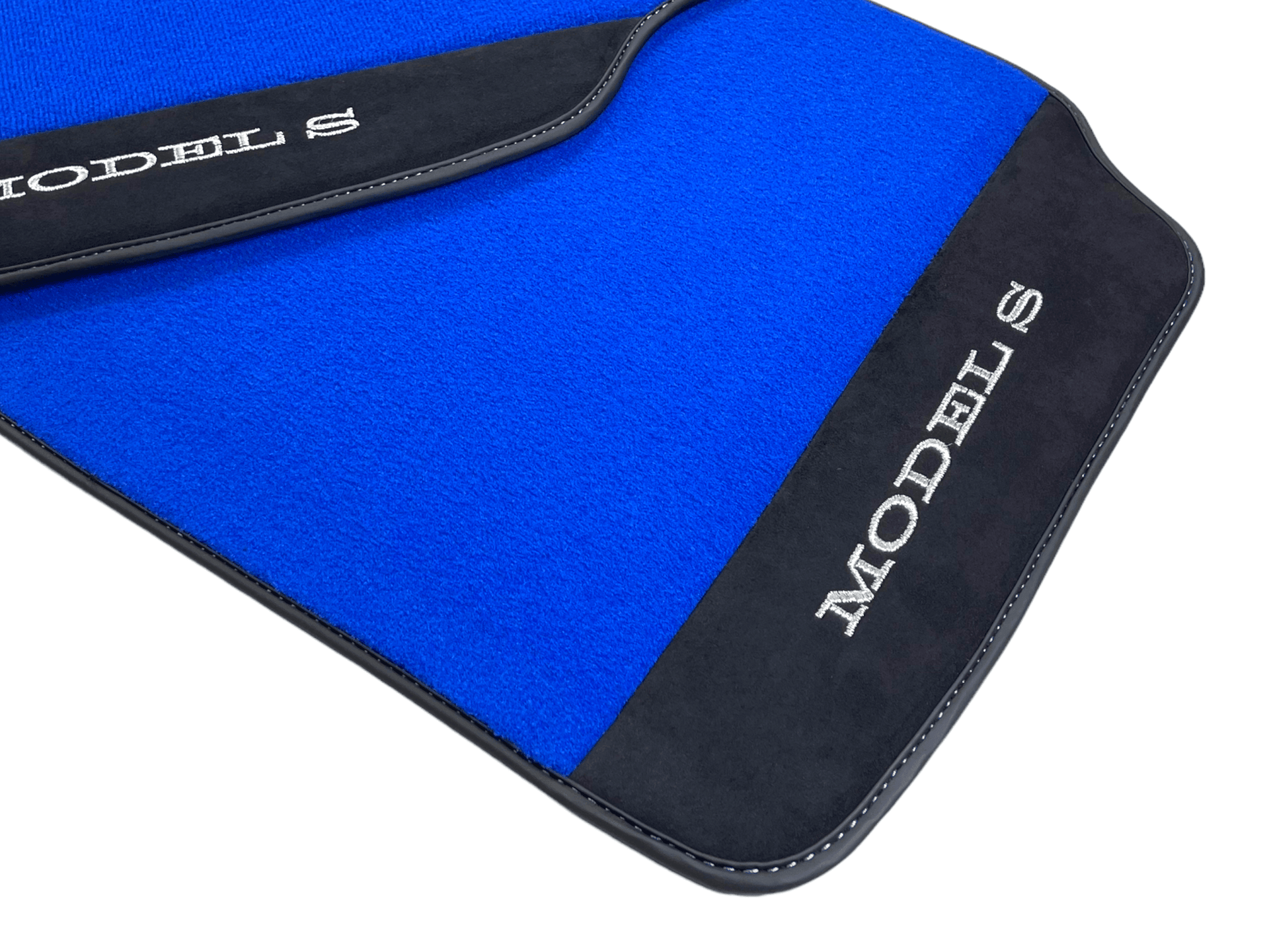 Blue Floor Mats For Tesla Model S With Alcantara Leather - AutoWin