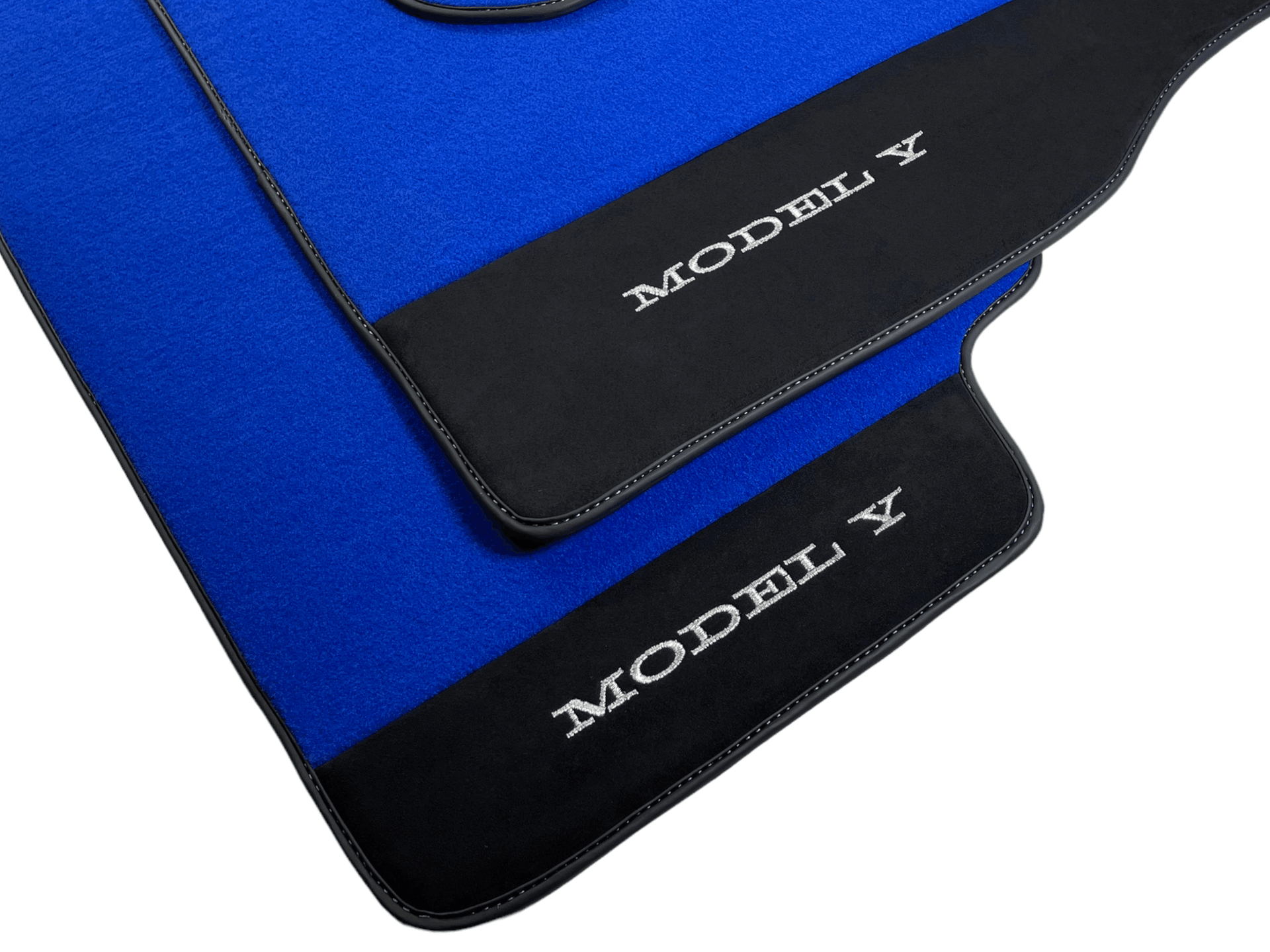 Blue Floor Mats For Tesla Model Y With Alcantara Leather - AutoWin