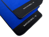 Blue Floor Mats For Tesla Model Y With Alcantara Leather - AutoWin