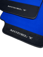 Blue Floor Mats For Tesla Model Y With Alcantara Leather - AutoWin