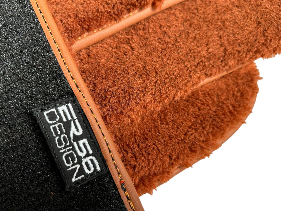 Brown Sheepskin Floor Mats For Rolls Royce Cullinan Rr31 2018-2023 Er56 Design Brand - AutoWin
