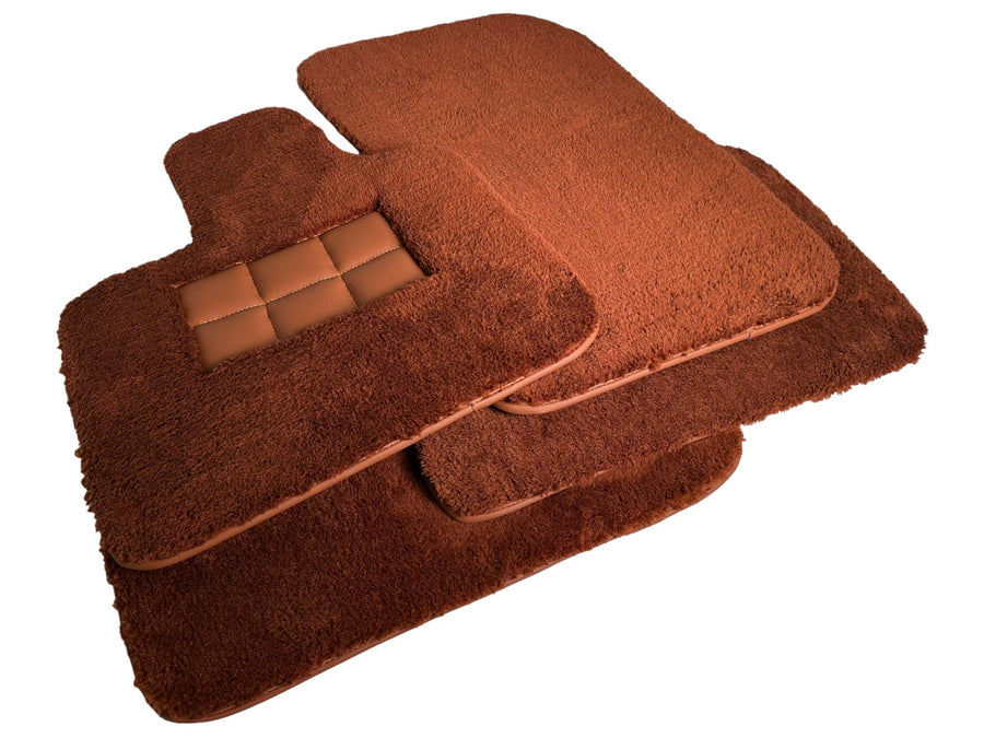 Brown Sheepskin Floor Mats For Rolls Royce Cullinan Rr31 2018-2023 Er56 Design Brand - AutoWin