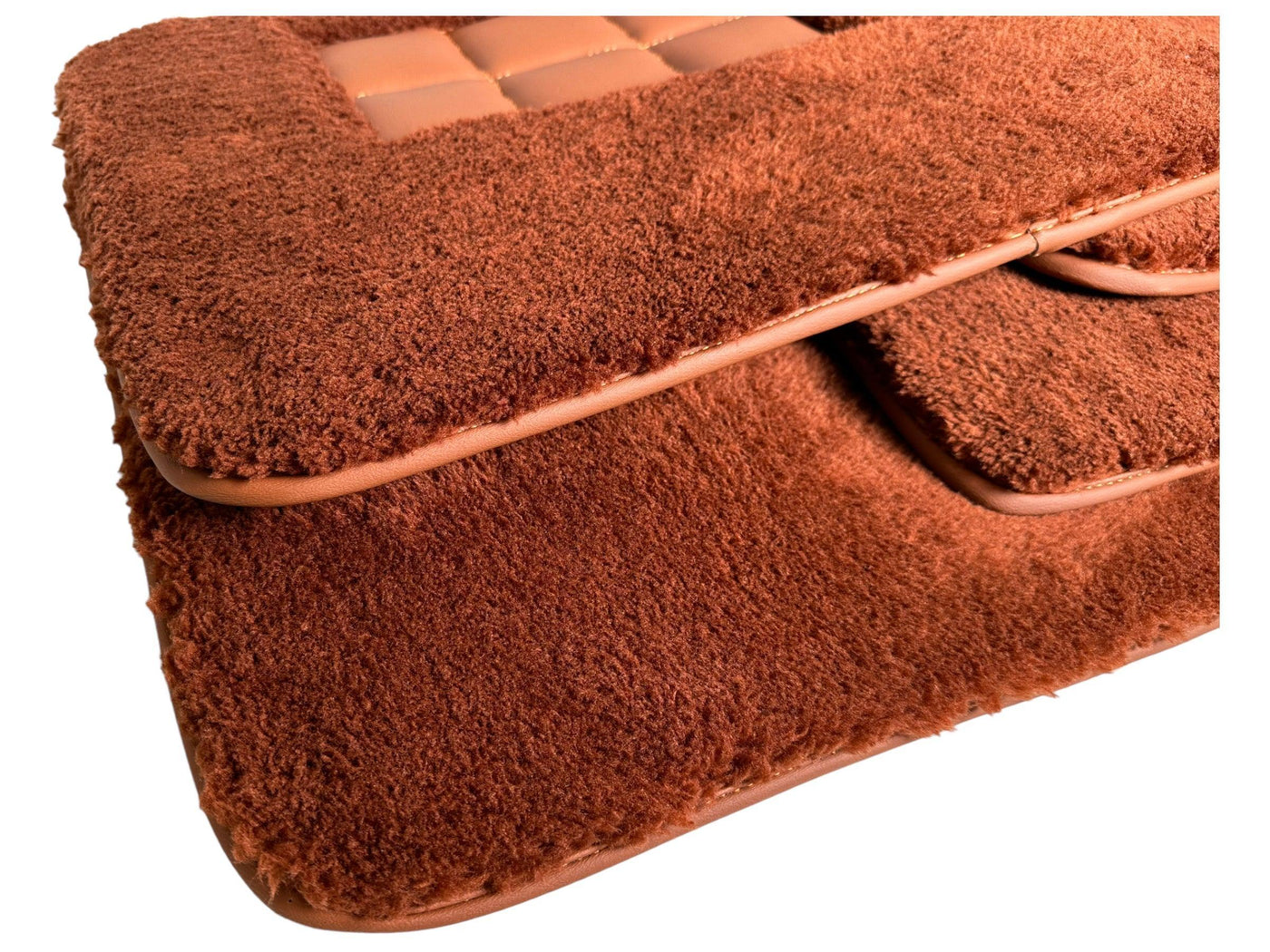 Brown Sheepskin Floor Mats For Rolls Royce Dawn Rr6 2016-2023 Er56 Design Brand - AutoWin