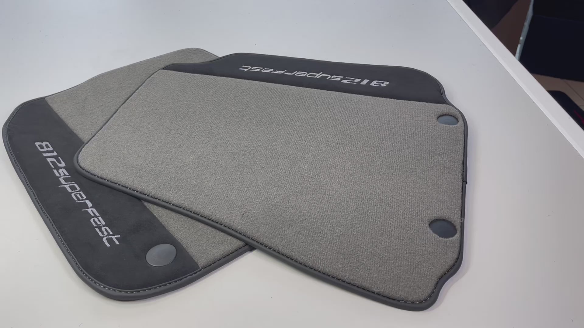 Gray Floor Mats For Ferrari 812 Superfast With Alcantara Leather - AutoWin