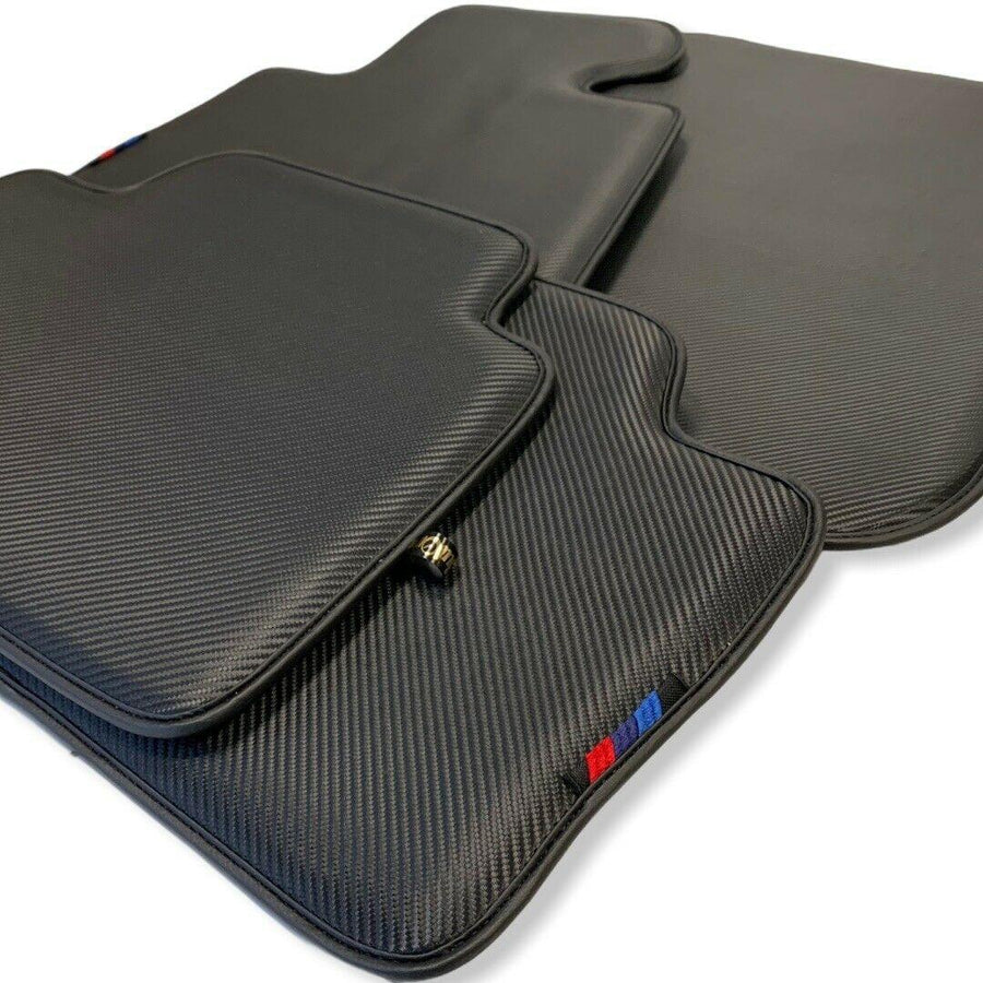 Floor Mats For BMW M3 G80 Autowin Brand Carbon Fiber Leather - AutoWin