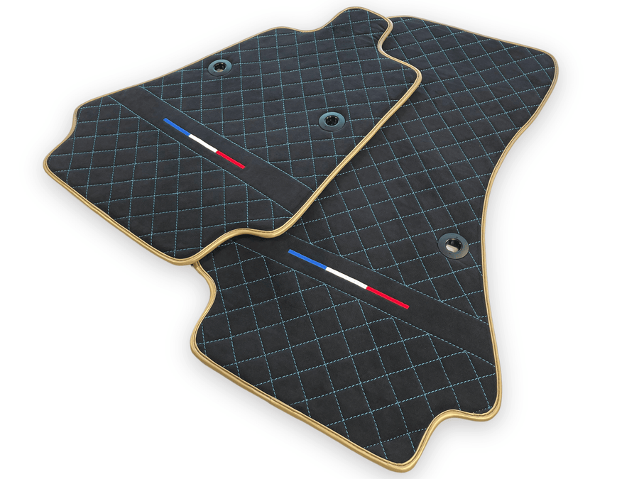 Floor Mats For Bugatti Chiron Alcantara Leather Gold Edition - AutoWin