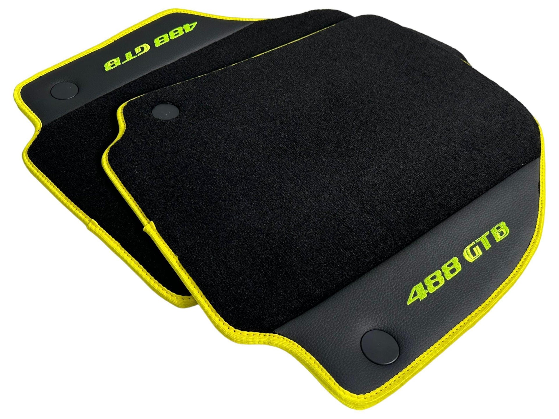 Floor Mats For Ferrari 488 GTB 2015-2022 Carpet With Leather - AutoWin