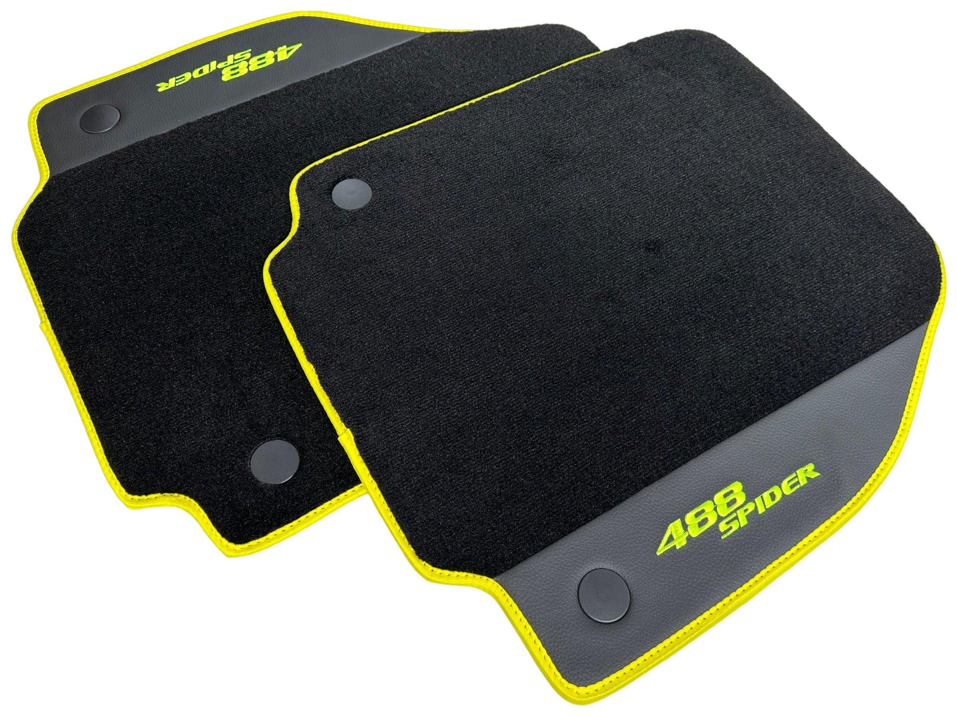 Floor Mats For Ferrari 488 Spider 2015-2022 Leather and Yellow Trim - AutoWin