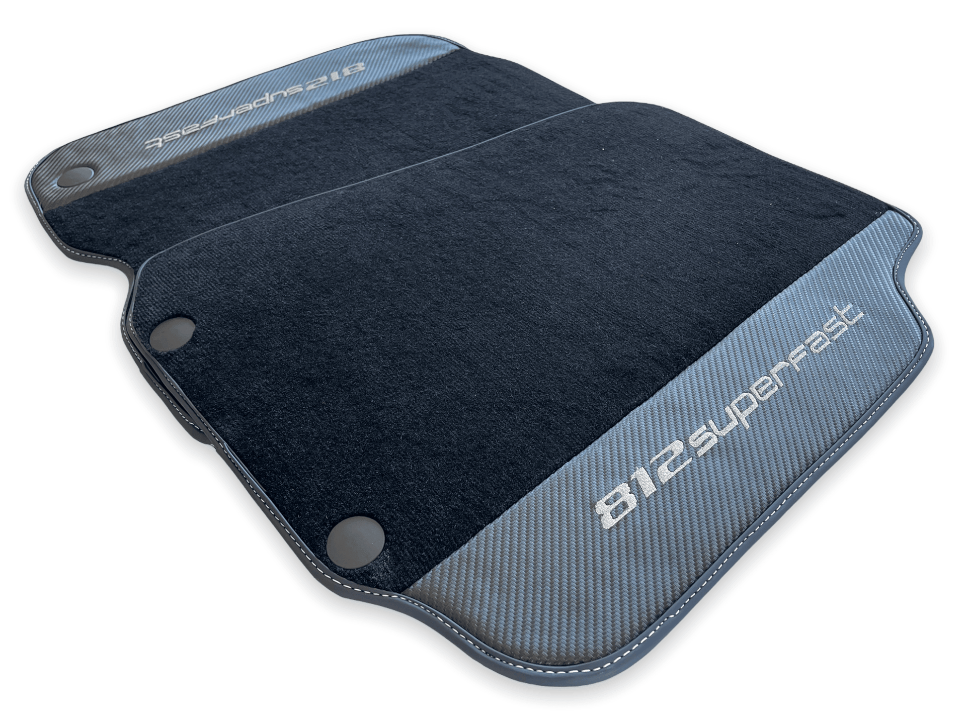 Floor Mats For Ferrari 812 Superfast Carbon Fiber And Black Carpet - AutoWin