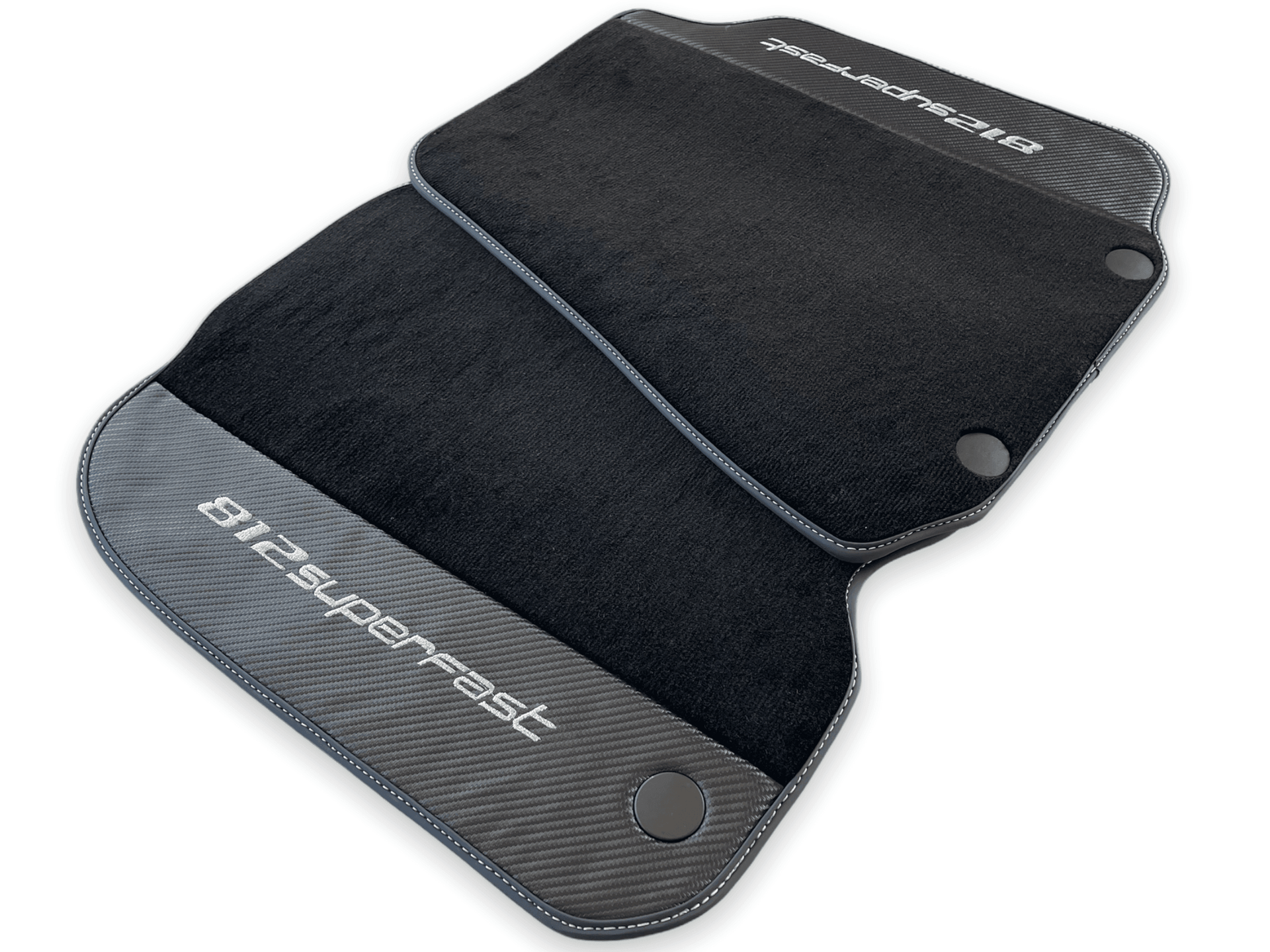 Floor Mats For Ferrari 812 Superfast Carbon Fiber And Black Carpet - AutoWin