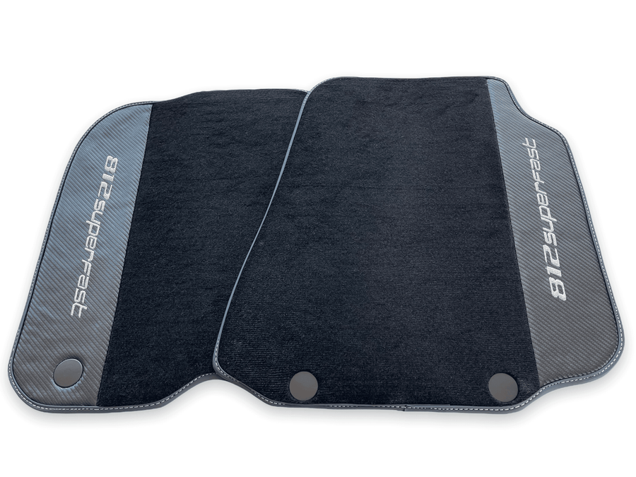 Floor Mats For Ferrari 812 Superfast Carbon Fiber And Black Carpet - AutoWin