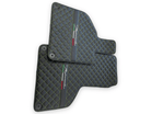 Black Leather Floor Mats for Lamborghini Huracan Perfomante | Green Stitching - AutoWin