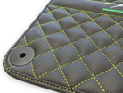 Black Leather Floor Mats for Lamborghini Huracan Perfomante | Green Stitching - AutoWin