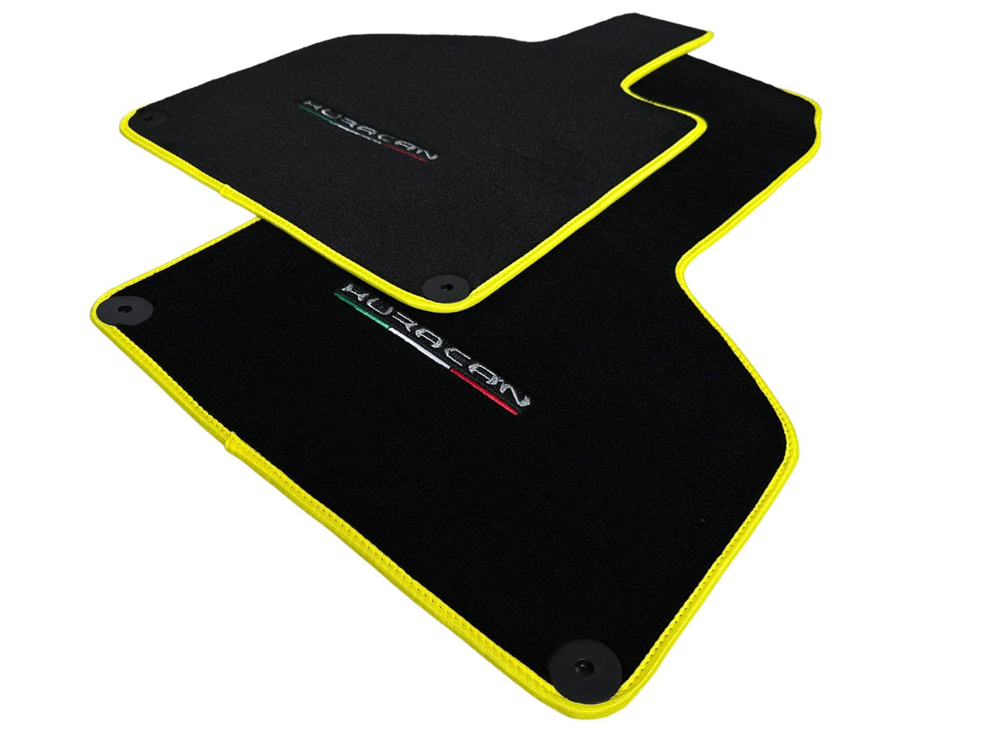 Floor Mats for Lamborghini Huracan With Italian Flag | Yellow Trim - AutoWin