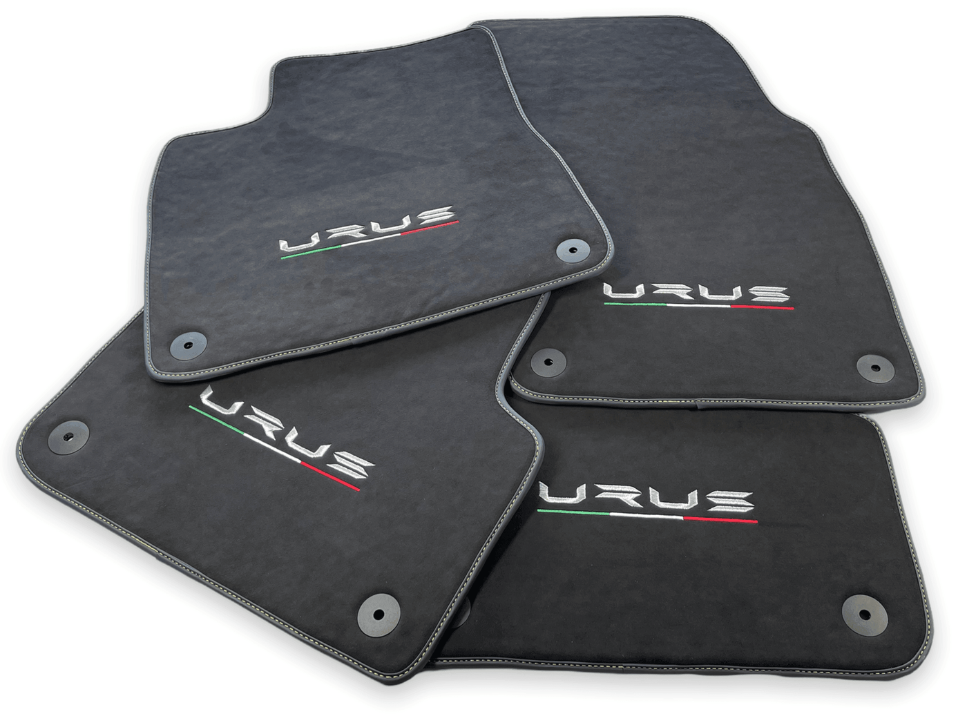 Floor Mats For Lamborghini Urus Alcantara Leather With Yellow Stitching - AutoWin