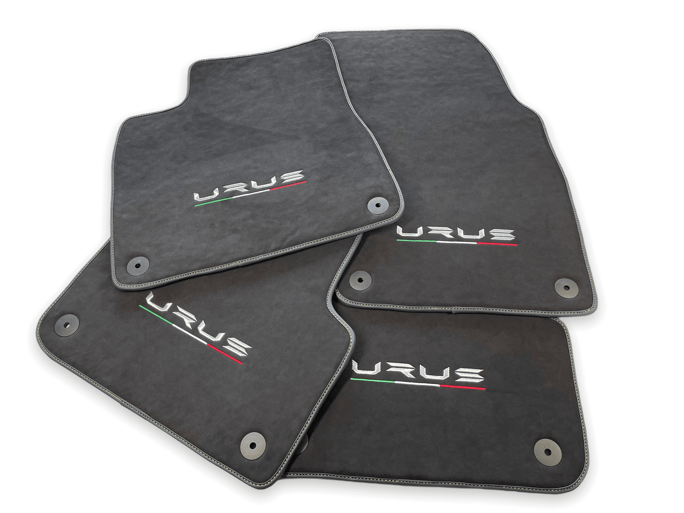 Floor Mats For Lamborghini Urus Alcantara Leather With Yellow Stitching - AutoWin