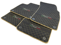 Floor Mats For Lamborghini Urus Performante Alcantara Leather Gold Trim - AutoWin