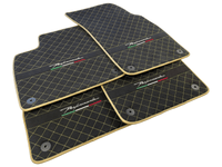 Floor Mats For Lamborghini Urus Performante Alcantara Leather Gold Trim - AutoWin