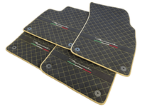 Floor Mats For Lamborghini Urus Performante Alcantara Leather Gold Trim - AutoWin