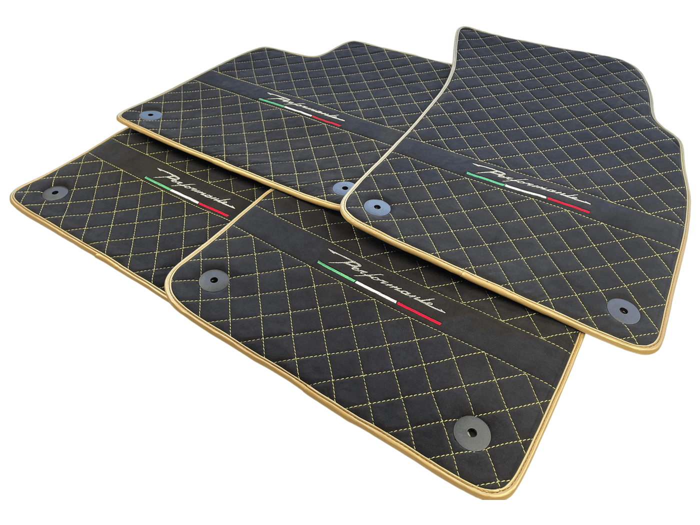 Floor Mats For Lamborghini Urus Performante Alcantara Leather Gold Trim - AutoWin
