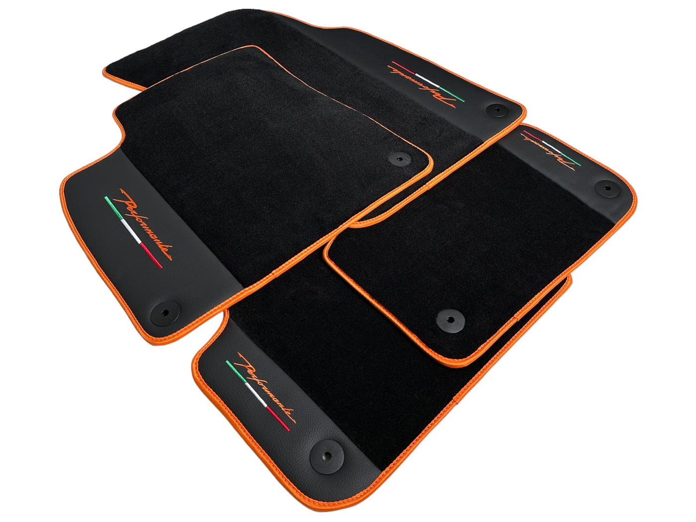 Floor Mats For Lamborghini Urus Performante Leather And Orange Trim - AutoWin