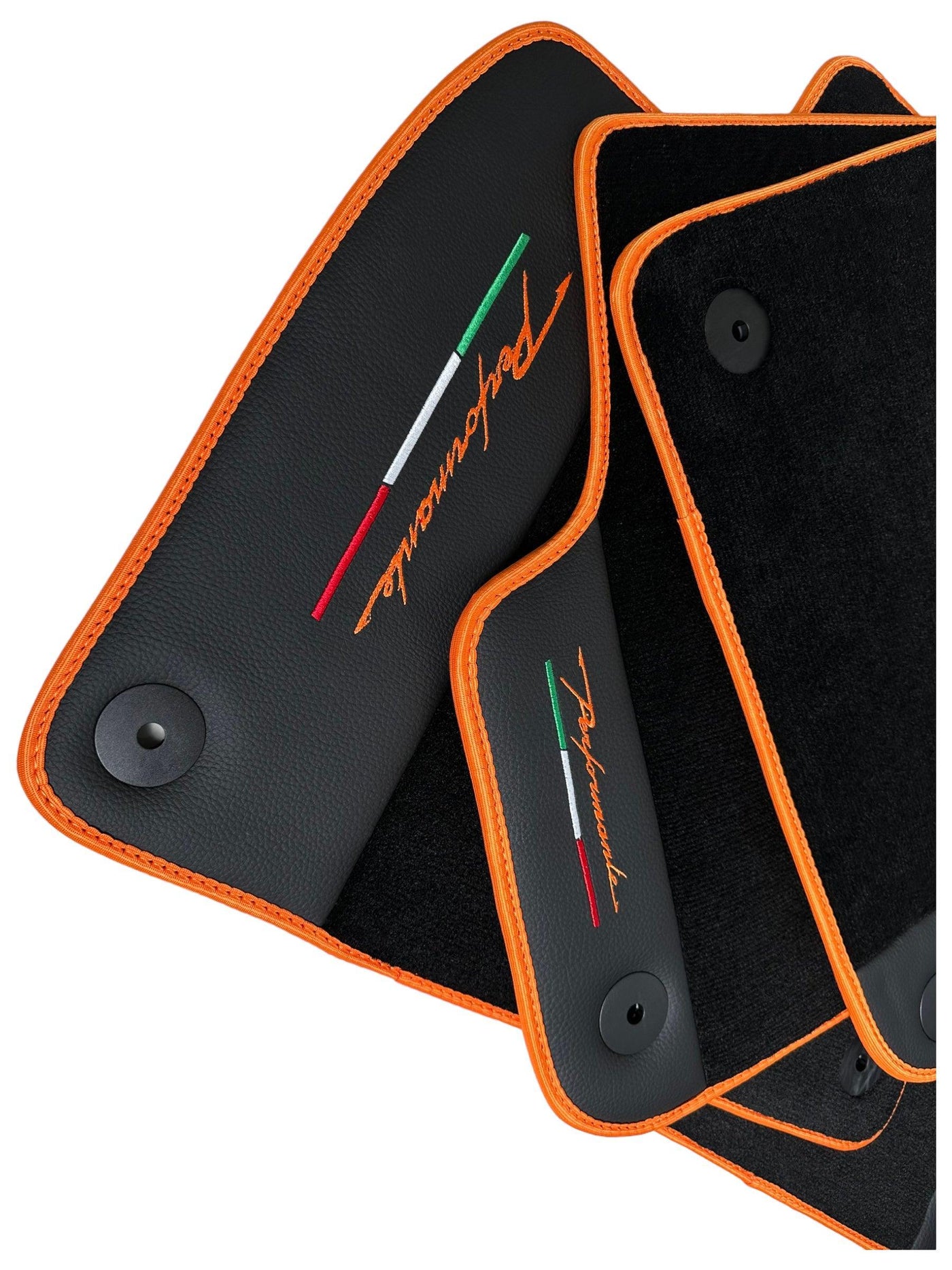 Floor Mats For Lamborghini Urus Performante Leather And Orange Trim - AutoWin