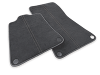 Floor Mats For McLaren 600LT (2018-2020) Alcantara Black Tailored Carpets With Orange Sewing - AutoWin