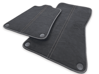 Floor Mats For McLaren 600LT (2018-2020) Alcantara Black Tailored Carpets With Orange Sewing - AutoWin