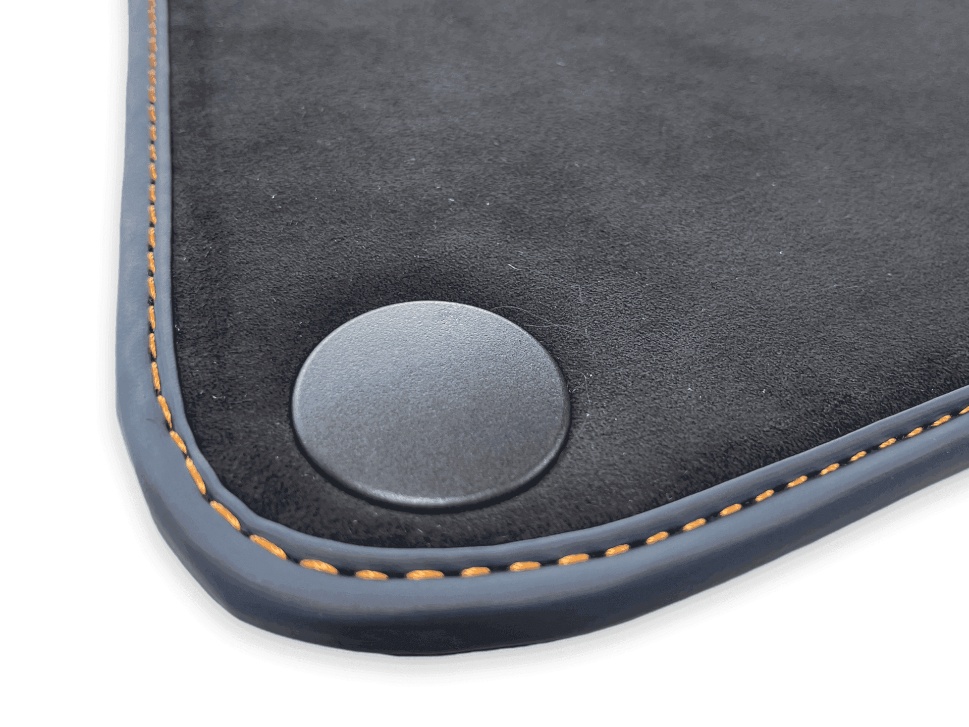 Floor Mats For McLaren 600LT (2018-2020) Alcantara Black Tailored Carpets With Orange Sewing - AutoWin