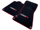 Floor Mats For McLaren 720S Black Tailored With Red Trim - AutoWin