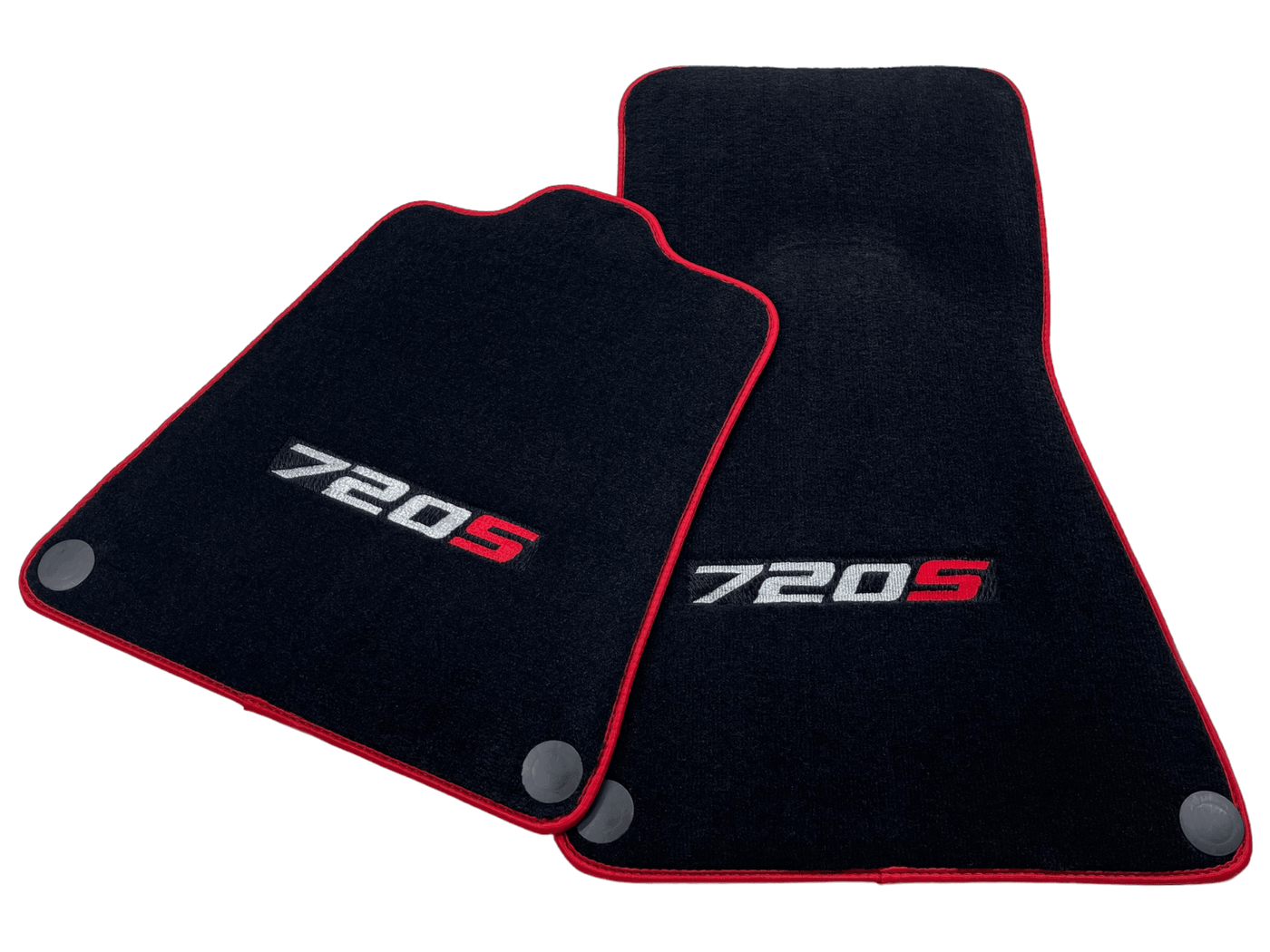 Floor Mats For McLaren 720S Black Tailored With Red Trim - AutoWin