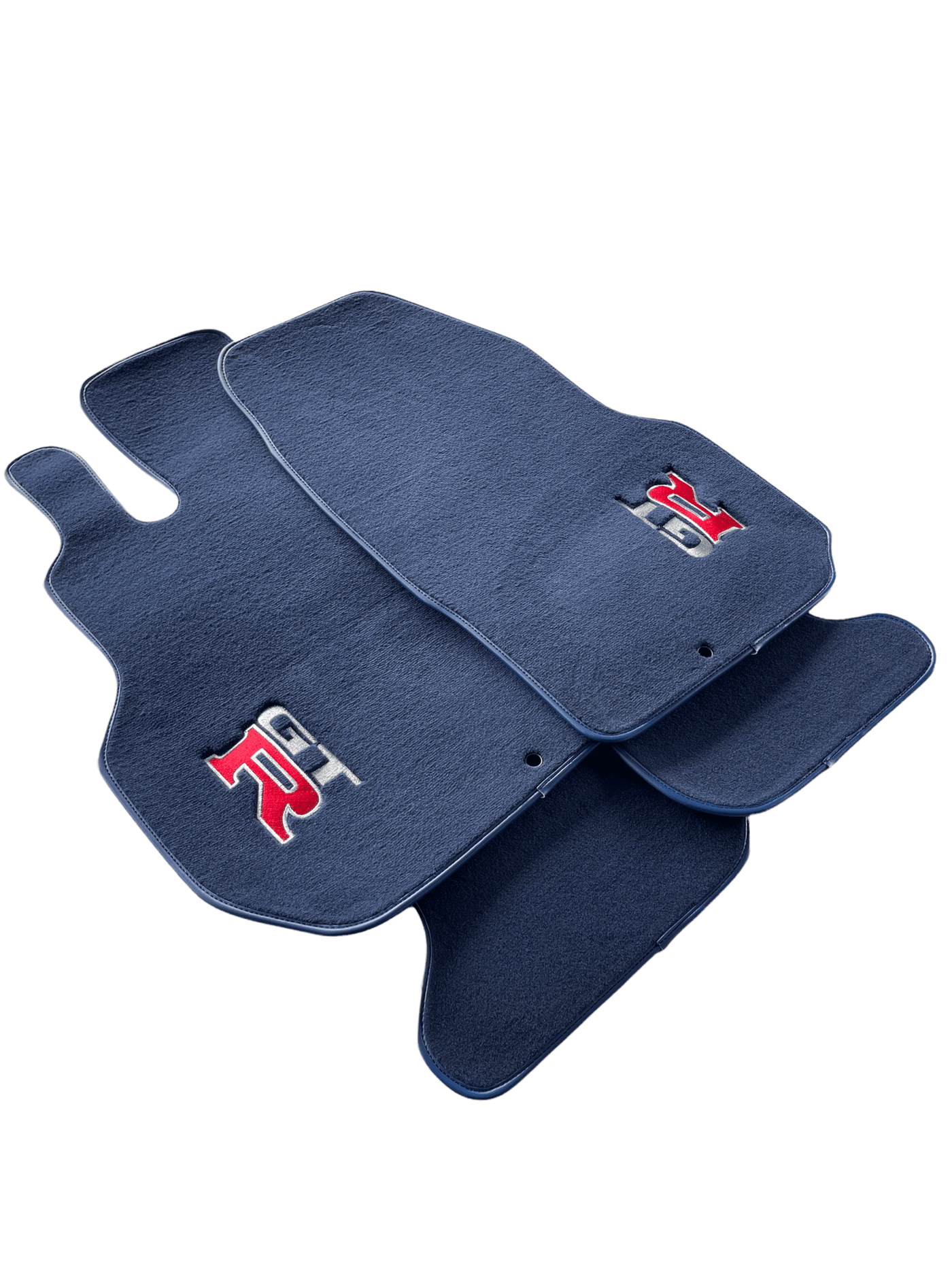 Floor Mats for Nissan GT-R Tailored Dark Blue Carpets Set With GTR Emblem - AutoWin
