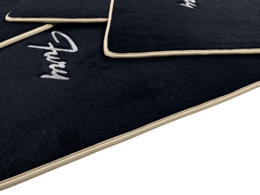 Floor Mats For Plymouth Fury 1957-1968 Black With Beige Trim - AutoWin