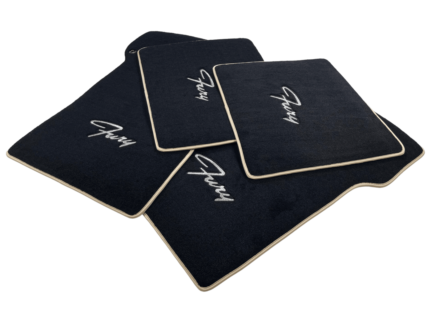 Floor Mats For Plymouth Fury 1957-1968 Black With Beige Trim - AutoWin