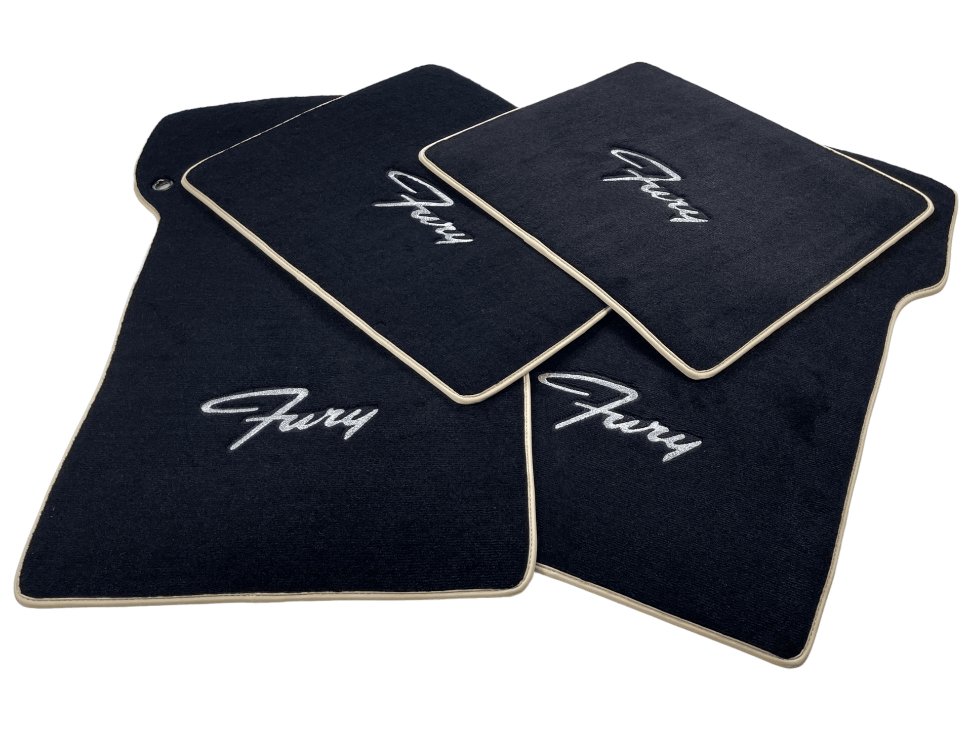Floor Mats For Plymouth Fury 1957-1968 Black With Beige Trim - AutoWin
