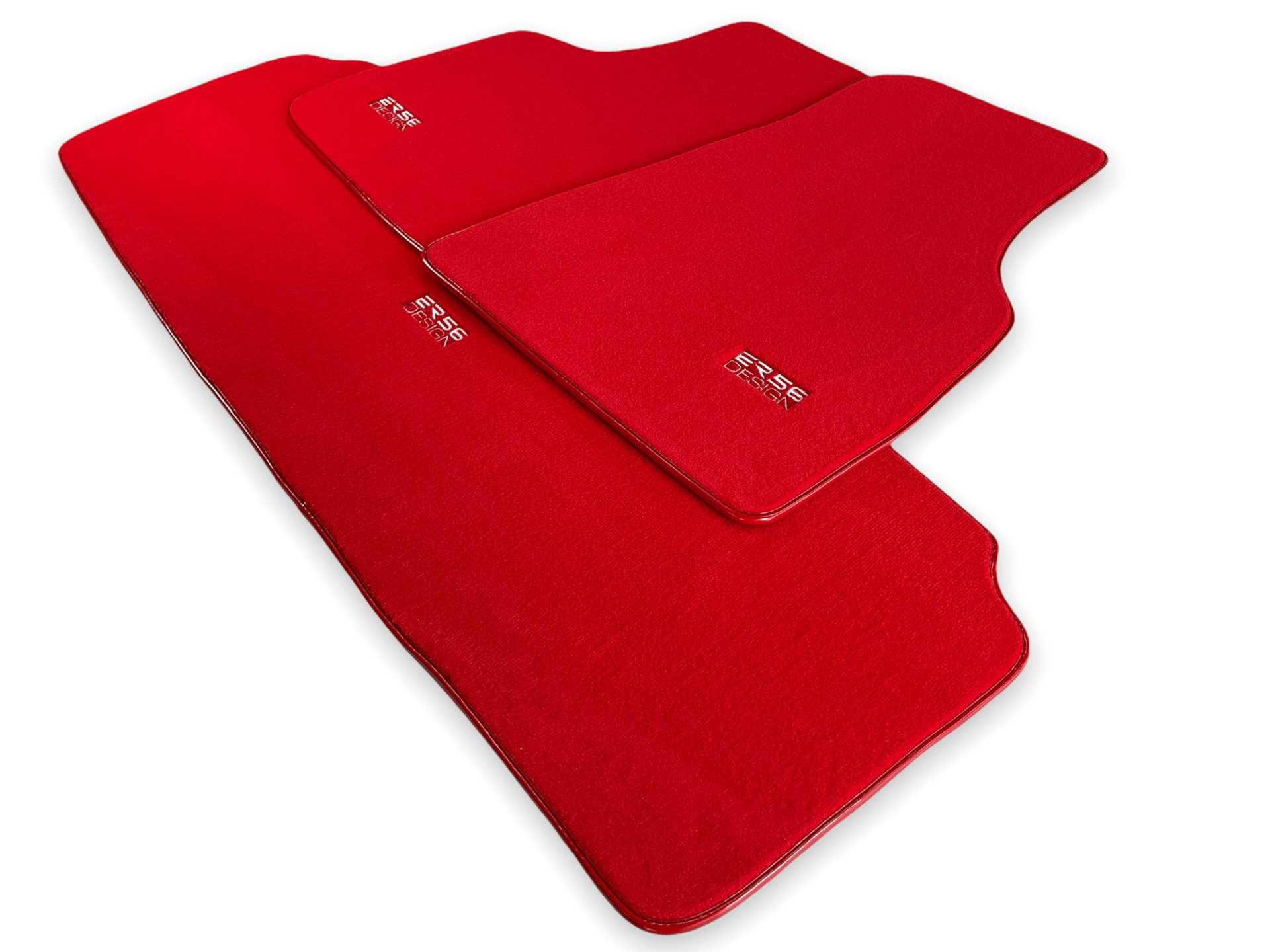 Floor Mats For Tesla Model X (6 Seats) Red Tailored Carpets ER56 Design - AutoWin