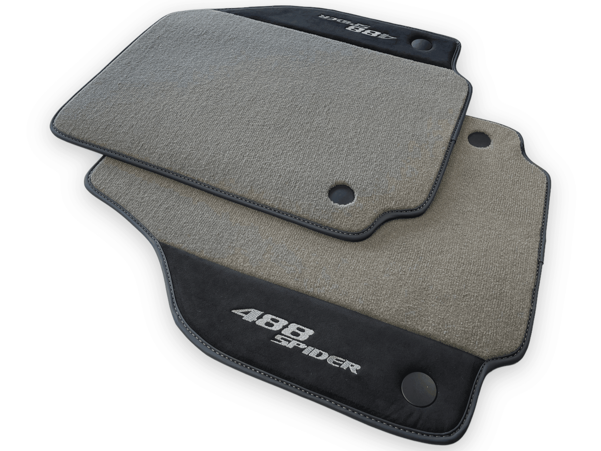 Gray Floor Mats For Ferrari 488 Spider 2015-2022 Alcantara Leather - AutoWin
