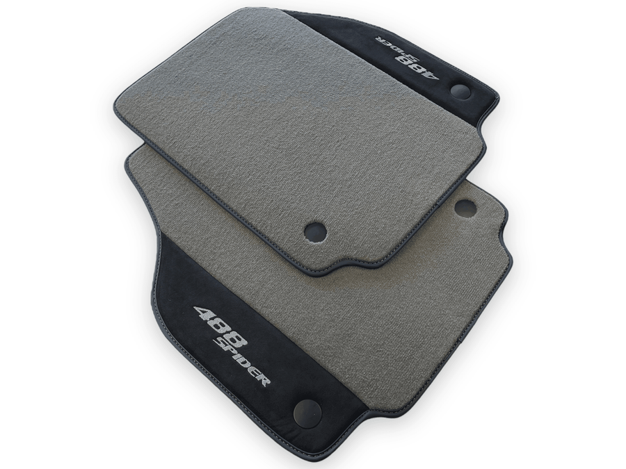 Gray Floor Mats For Ferrari 488 Spider 2015-2022 Alcantara Leather - AutoWin