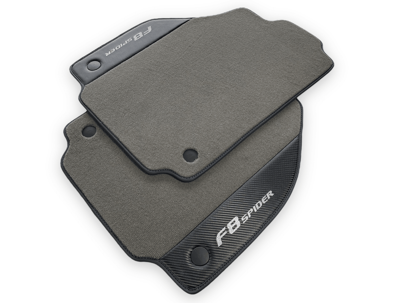 Gray Floor Mats For Ferrari F8 Spider 2019-2022 With Carbon Fiber Leather - AutoWin